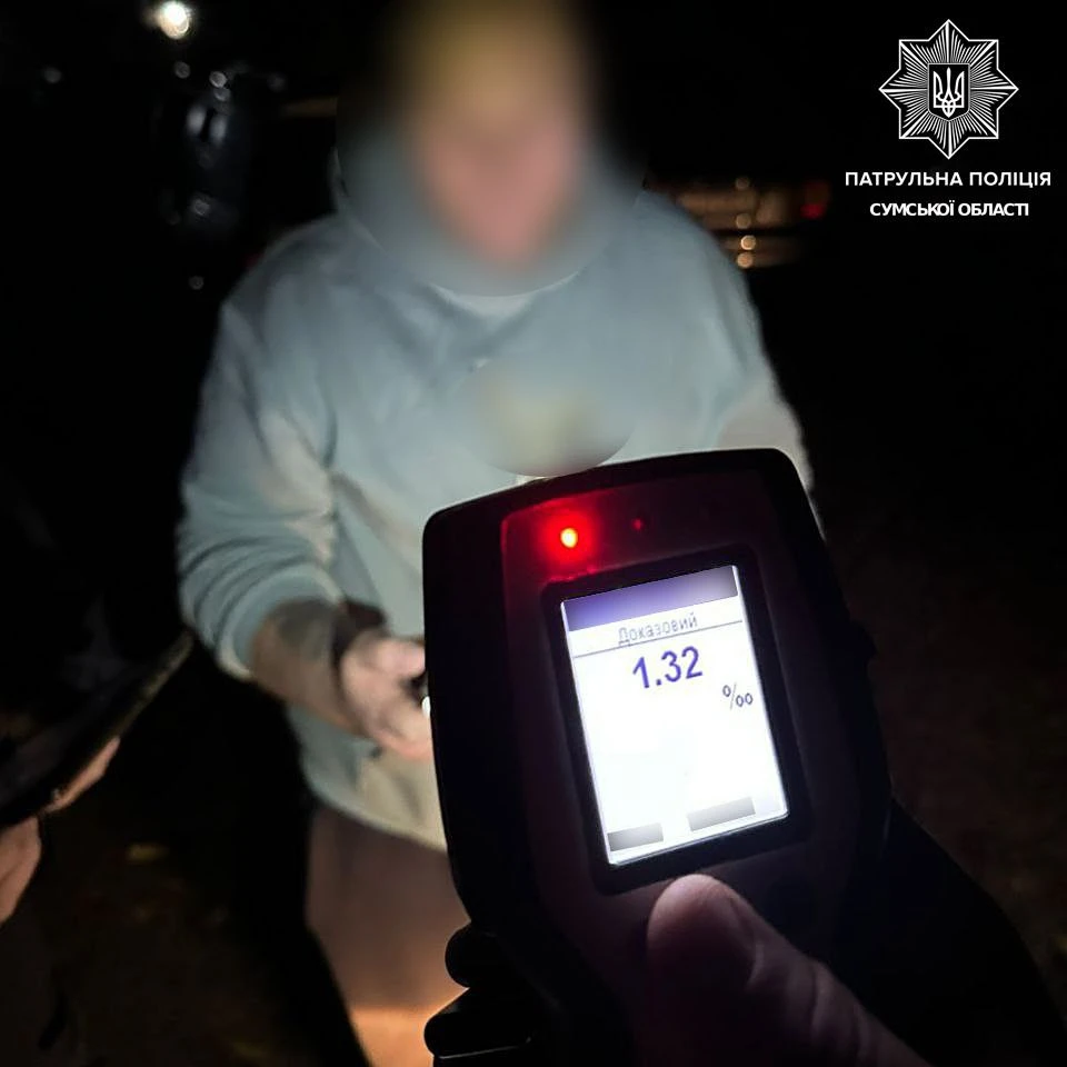 У Сумах вночі затримали нетверезого водія без посвідчення