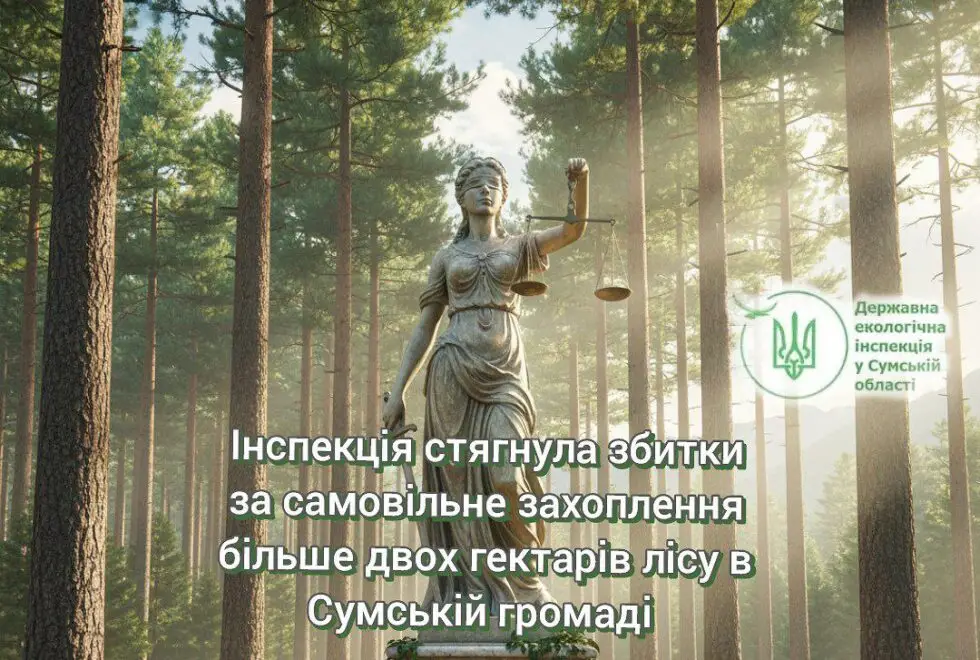 У Сумах підприємство сплатило понад мільйон гривень за незаконне захоплення лісу та прибережної зони