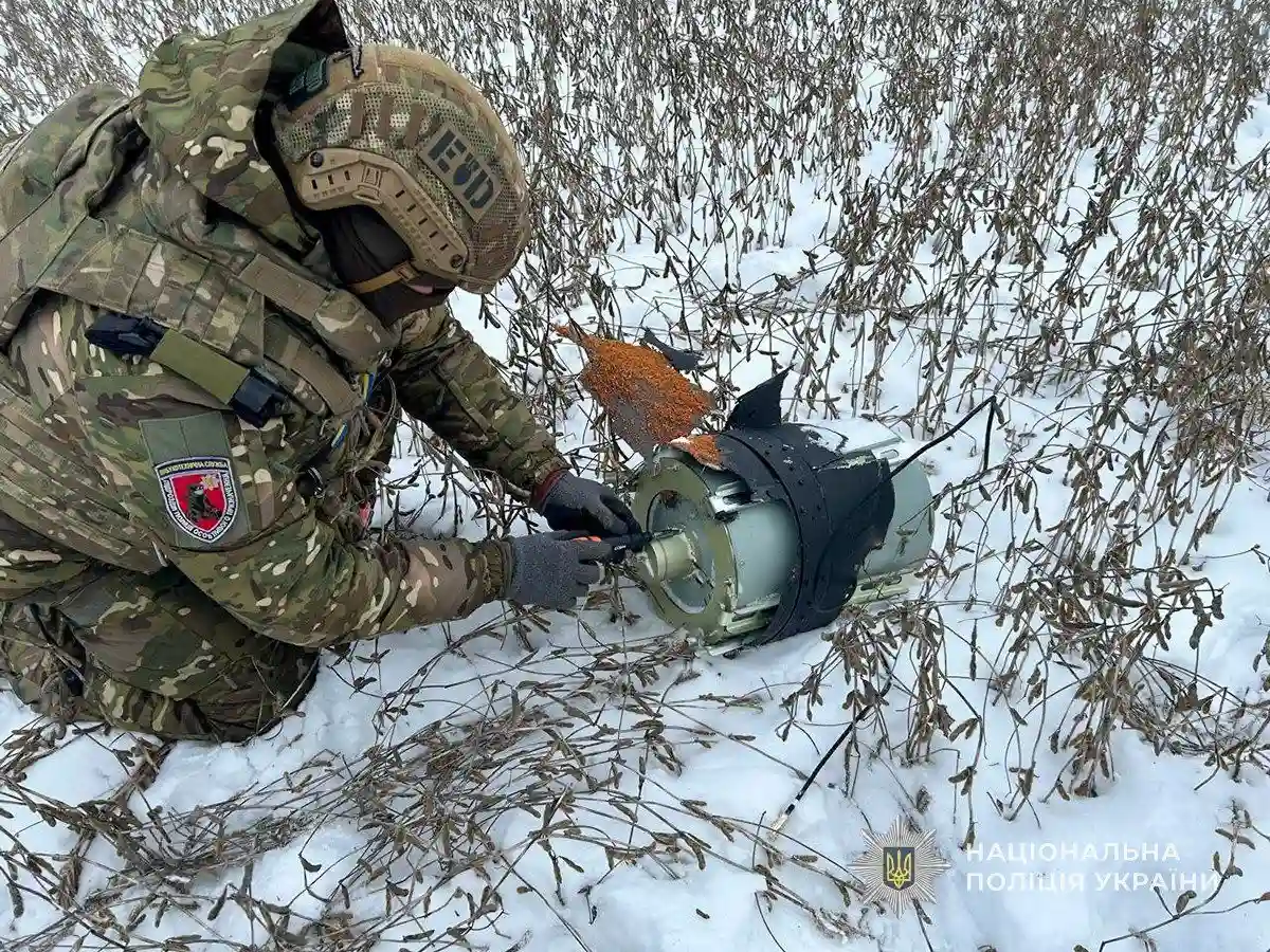 Небезпечна знахідка у полі: на Сумщині вибухотехніки ліквідували бойову частину збитого дрона