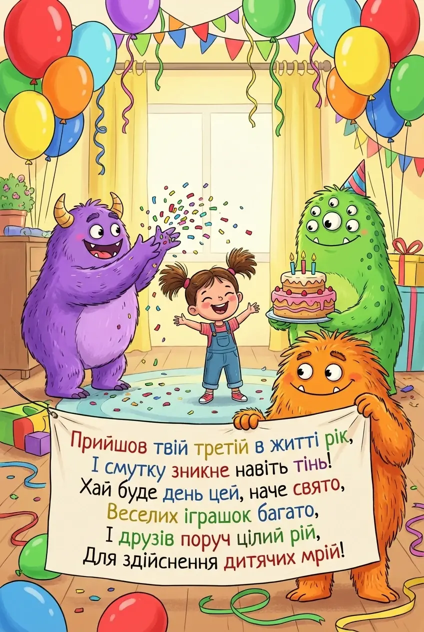 привітання з днем народження дівчинці 3 роки