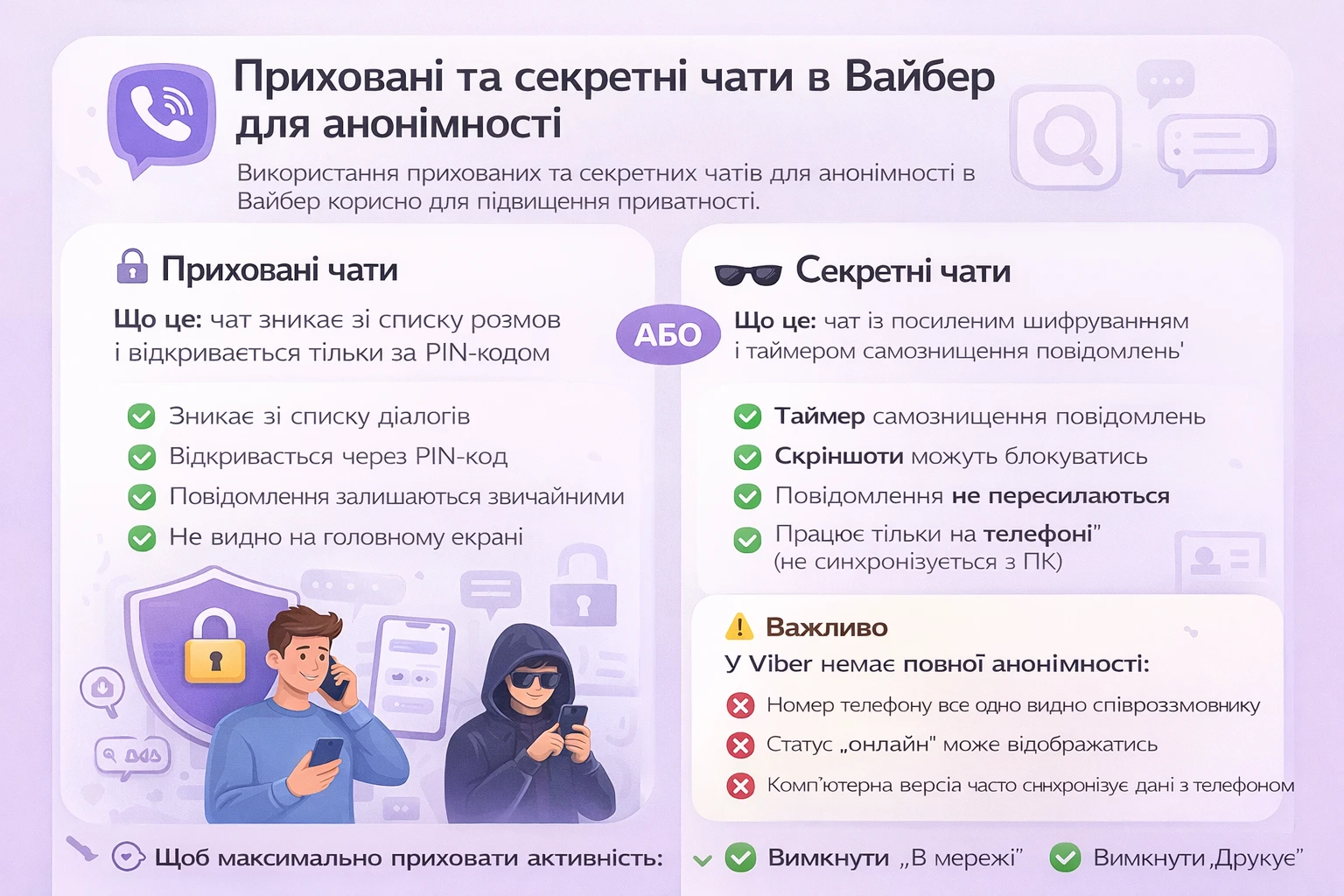 Налаштовуємо месенджер так, щоб не було видно онлайн у Вайбері