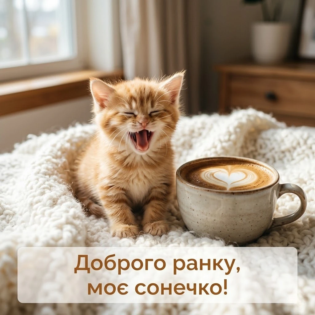 Доброго ранку котики та наймиліші картинки для затишного початку дня