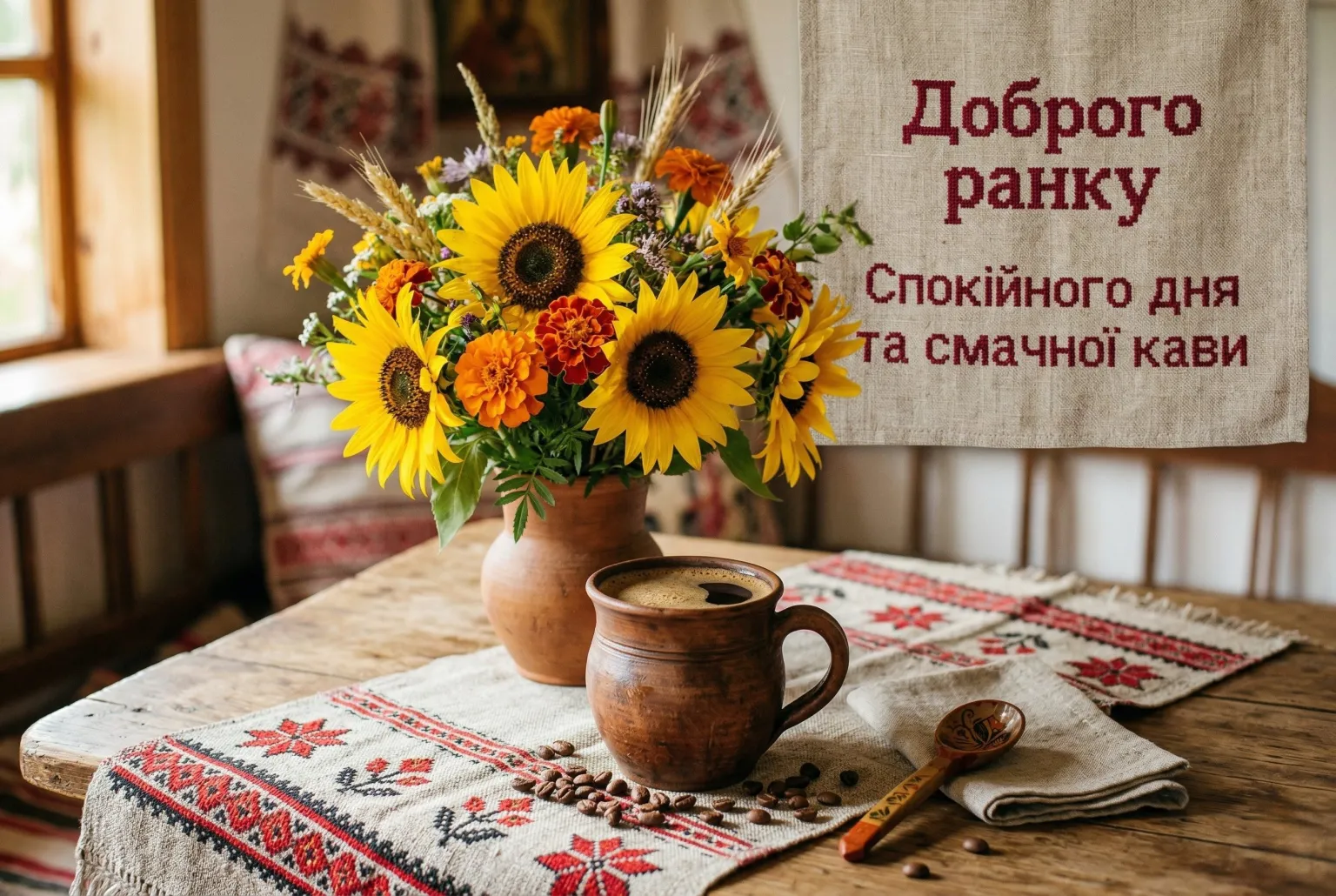 Доброго ранку кава і квіти та найкрасивіші листівки для чудового початку дня