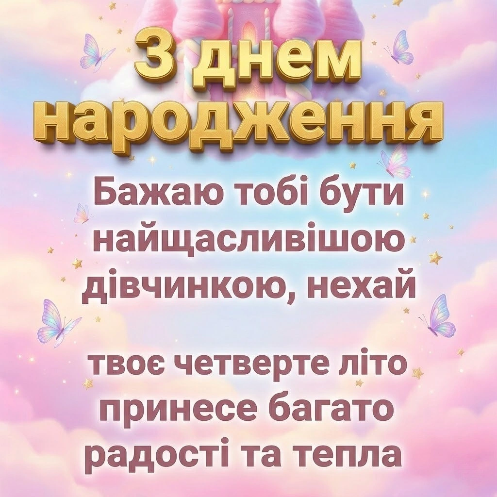 Найкрасивіші привітання з днем народження донечці на 4 роки