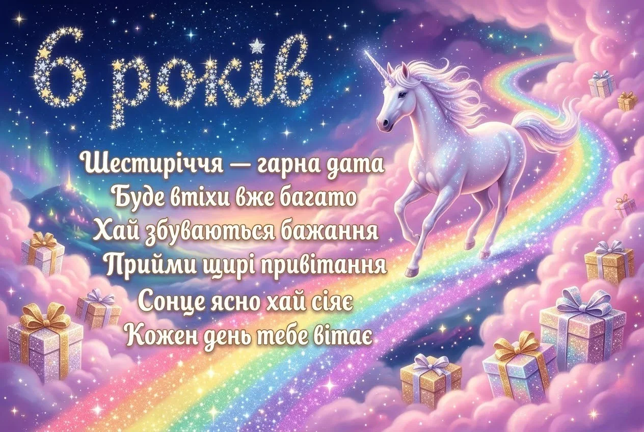 З 6-річчям! Яскраві листівки, вірші та щирі побажання для дітей