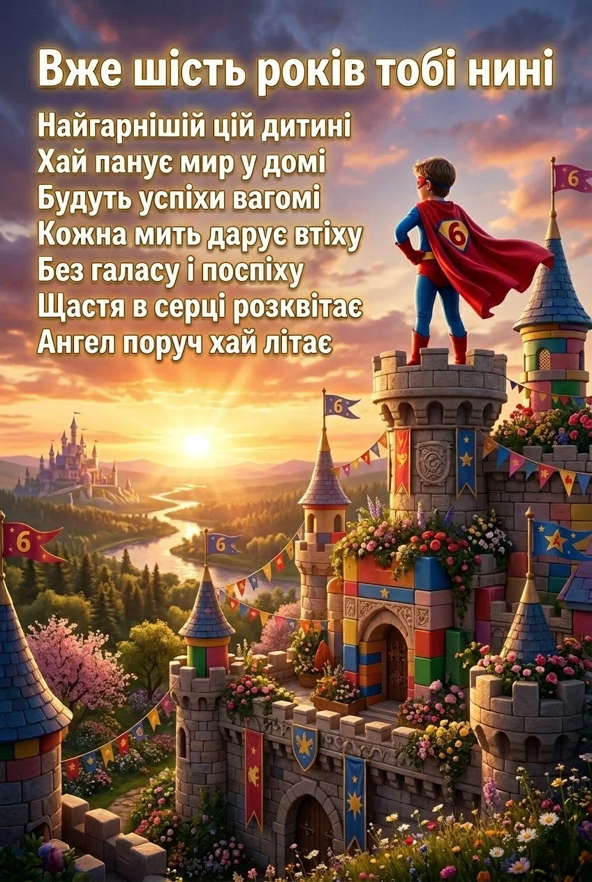З 6-річчям! Яскраві листівки, вірші та щирі побажання для дітей