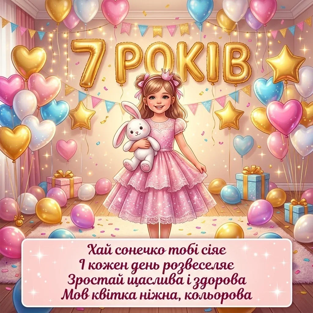 Найкращі привітання з 7-річчям дівчинці: вірші, проза та щирі слова