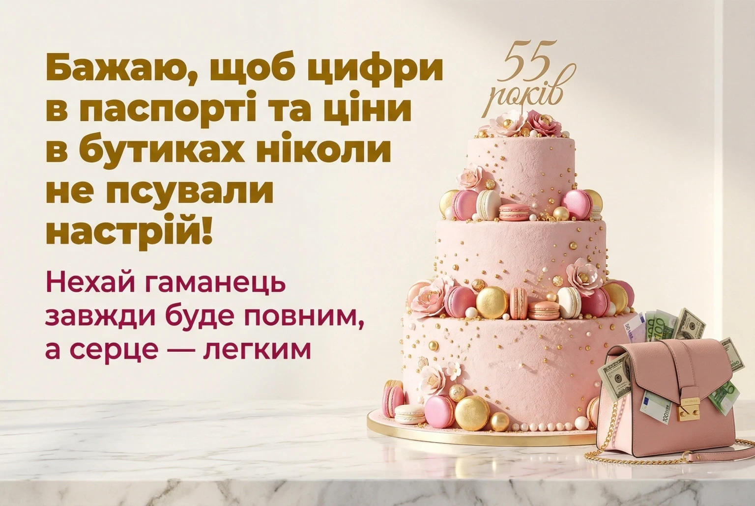 Привітання з ювілеєм 55 років жінці: найкращі слова у прозі та віршах