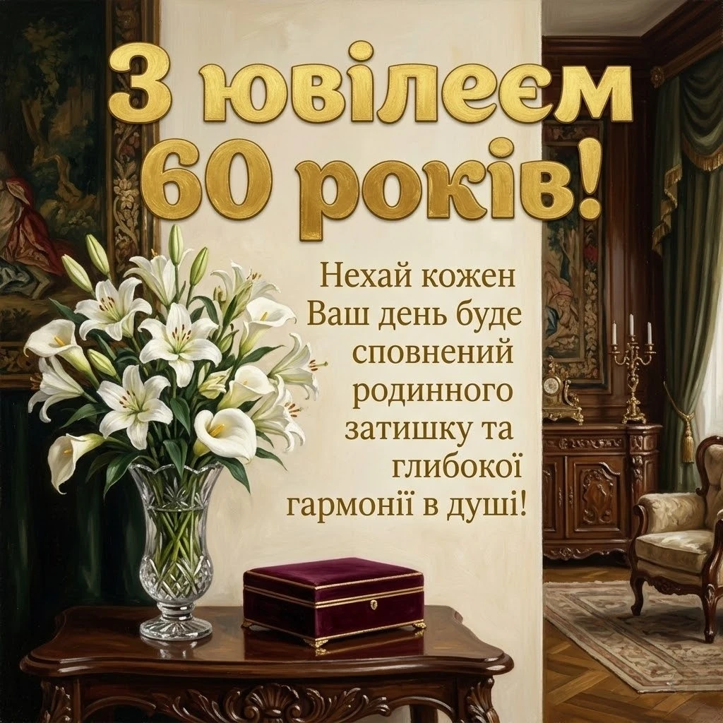 60 років — золота мудрість: підбірка щирих вітань та побажань жінці
