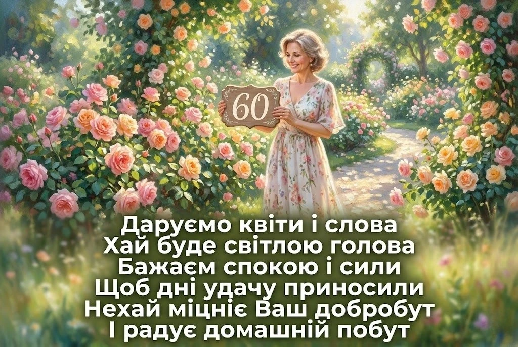 60 років — золота мудрість: підбірка щирих вітань та побажань жінці