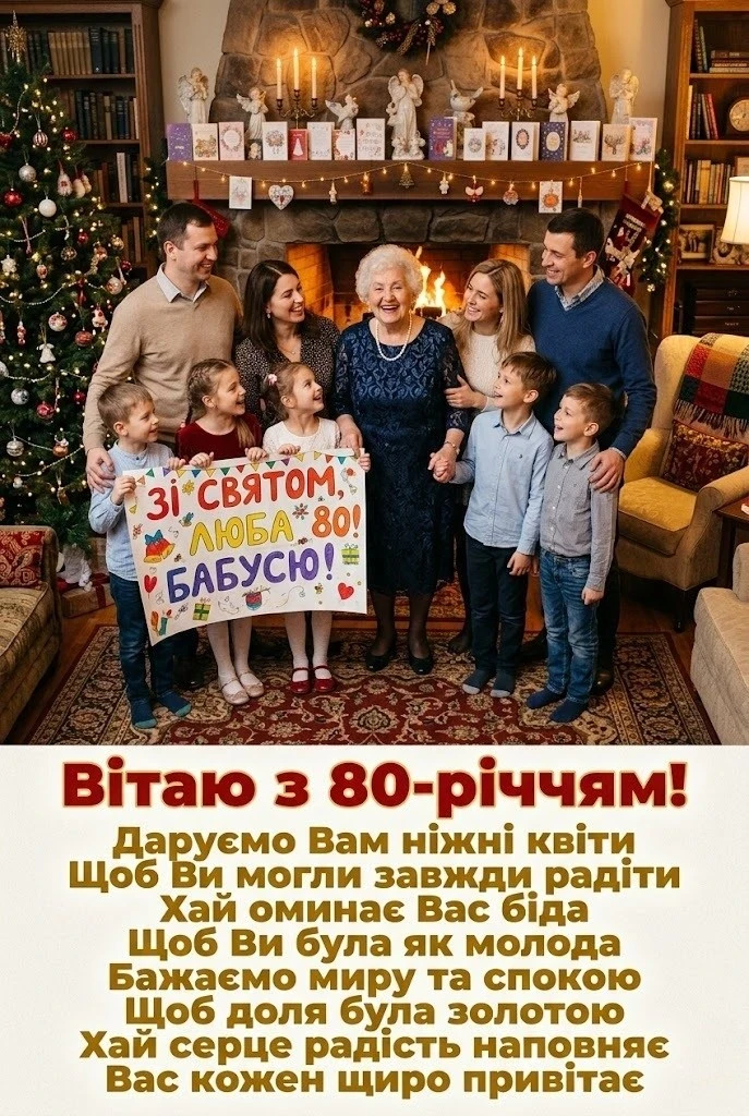 Привітання з 80-річчям жінці: слова пошани, любові та побажання довголіття
