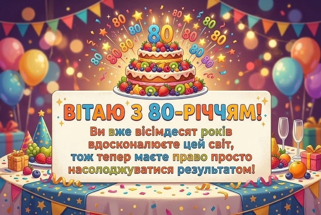 Привітання з 80-річчям жінці: слова пошани, любові та побажання довголіття