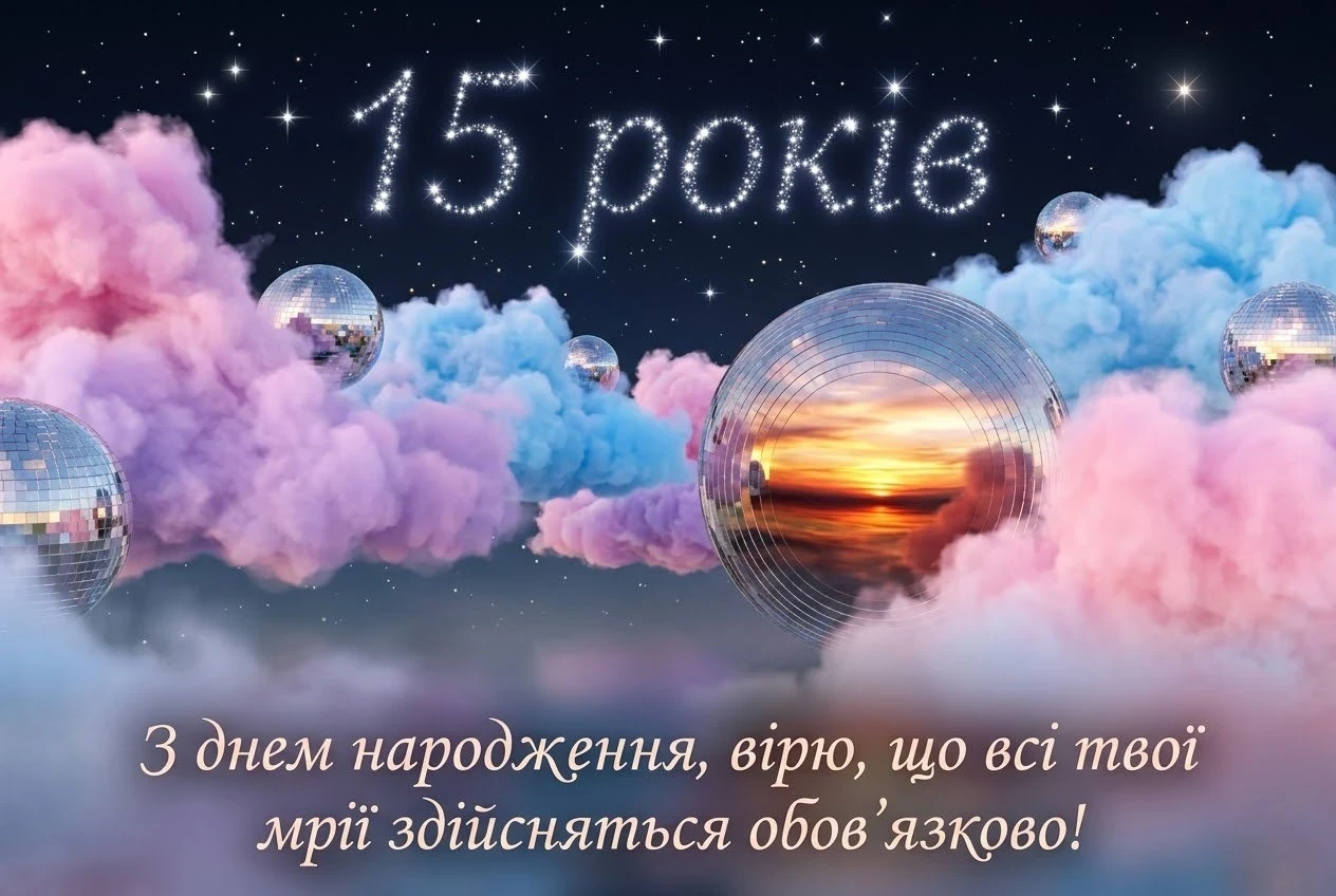 15 років — особлива дата: яскраві листівки та щирі слова для дівчини