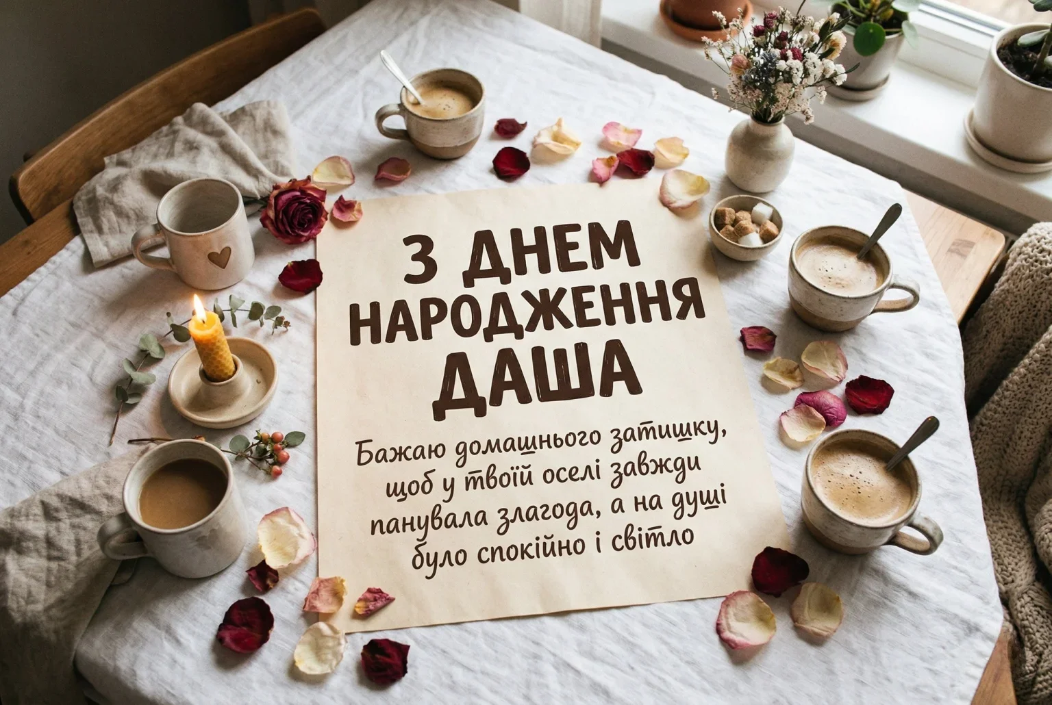 Вітаю з днем народження, Даша:щирі побажання та теплі слова
