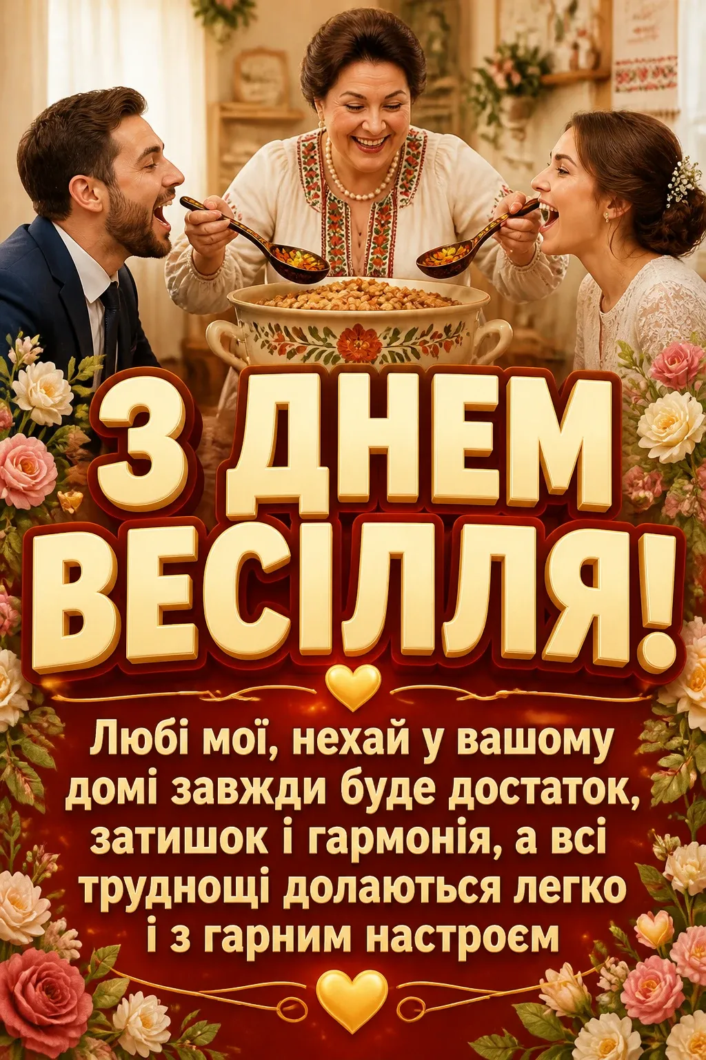 гарне привітання на весілля від мами своїми словами