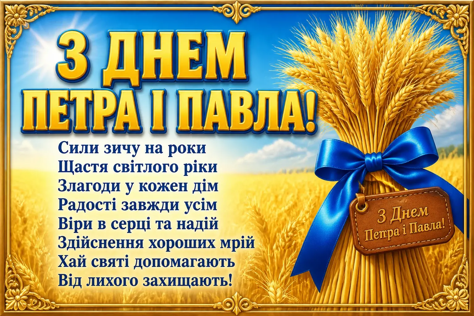 привітання з петром і павлом