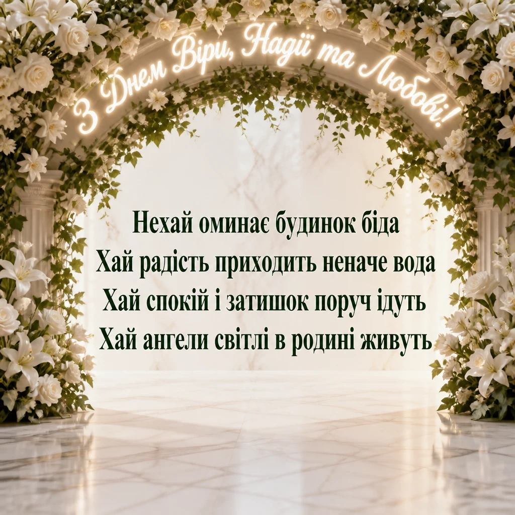 привітання з днем ангела віри надії любові