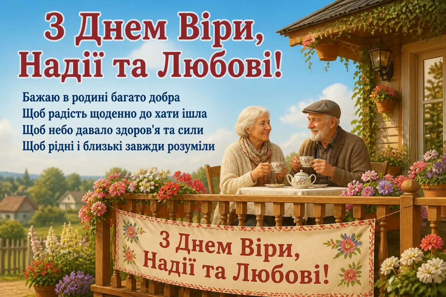 привітання з днем ангела віри надії любові