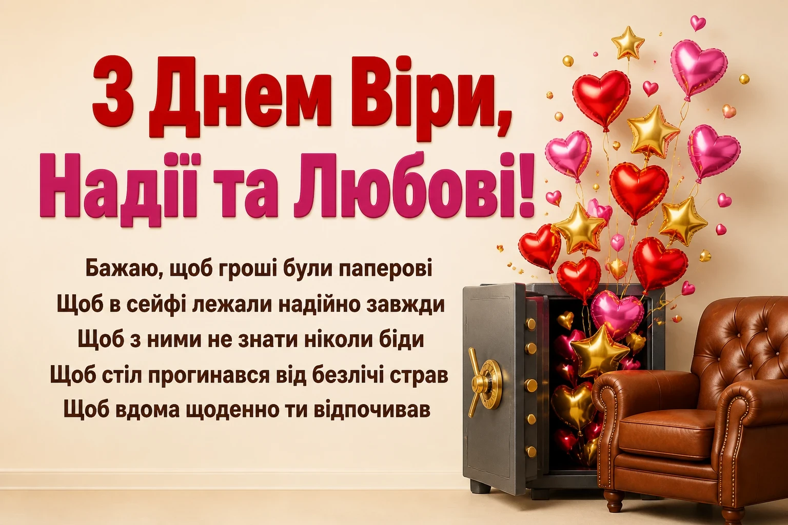 привітання з днем ангела віри надії любові