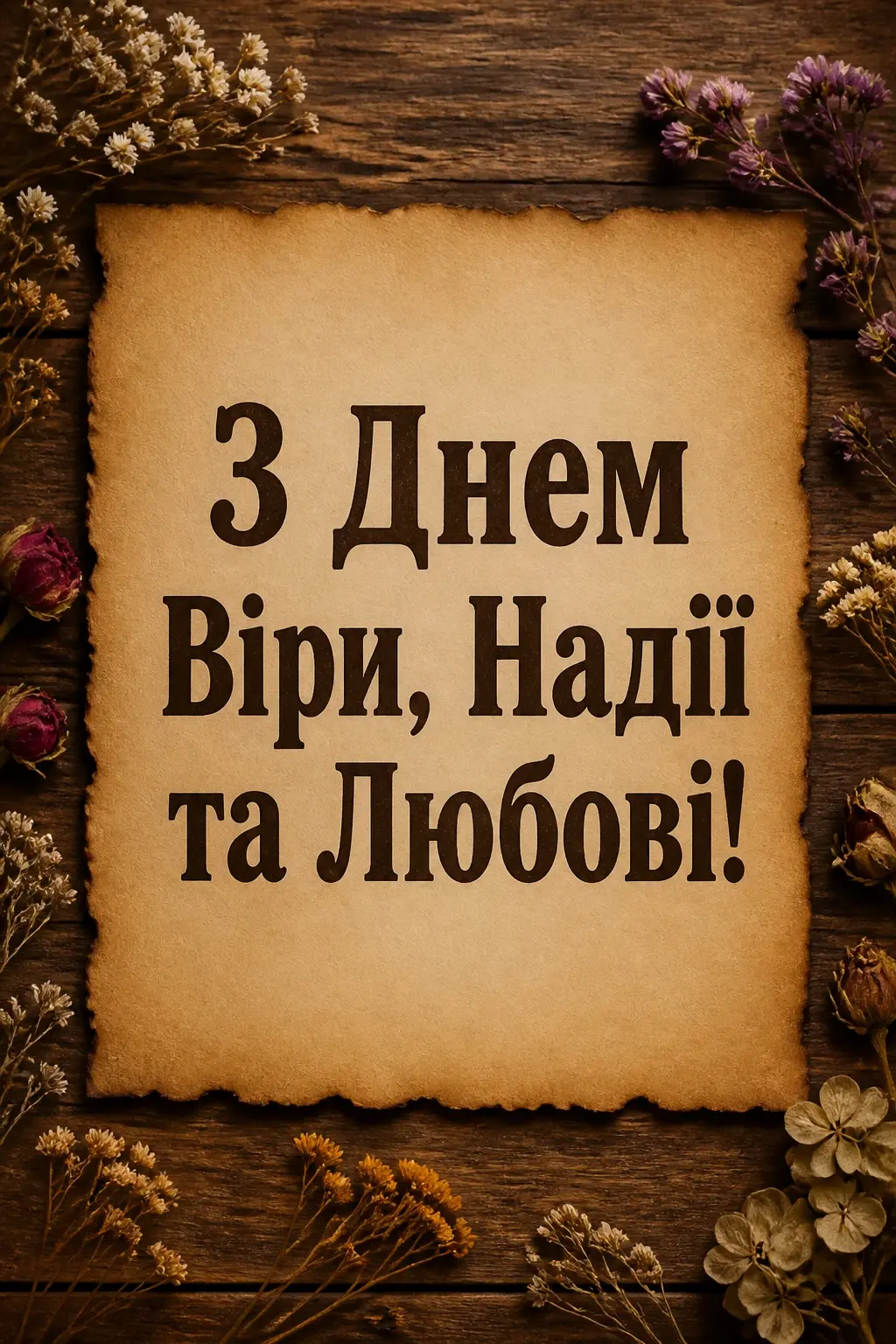 привітання з днем ангела віри надії любові