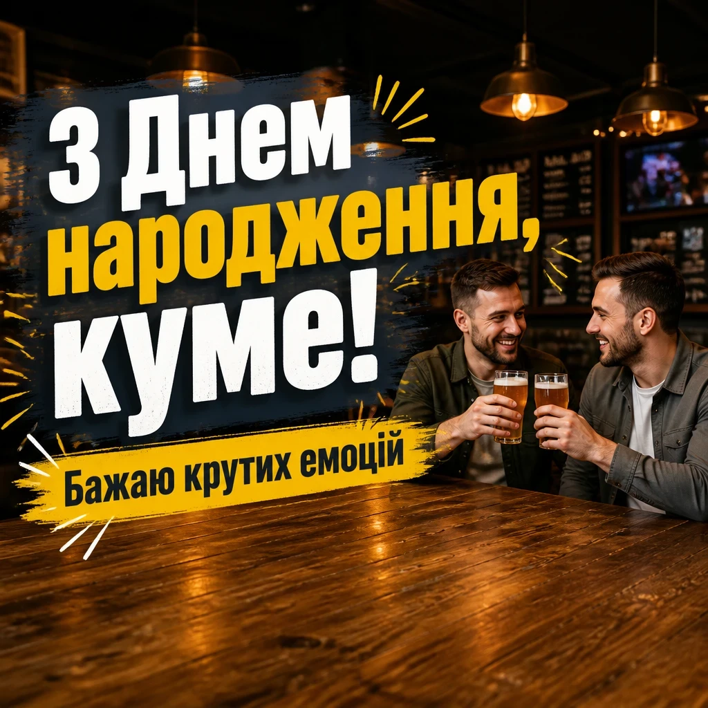 сучасне привітання кум з днем народження кумець