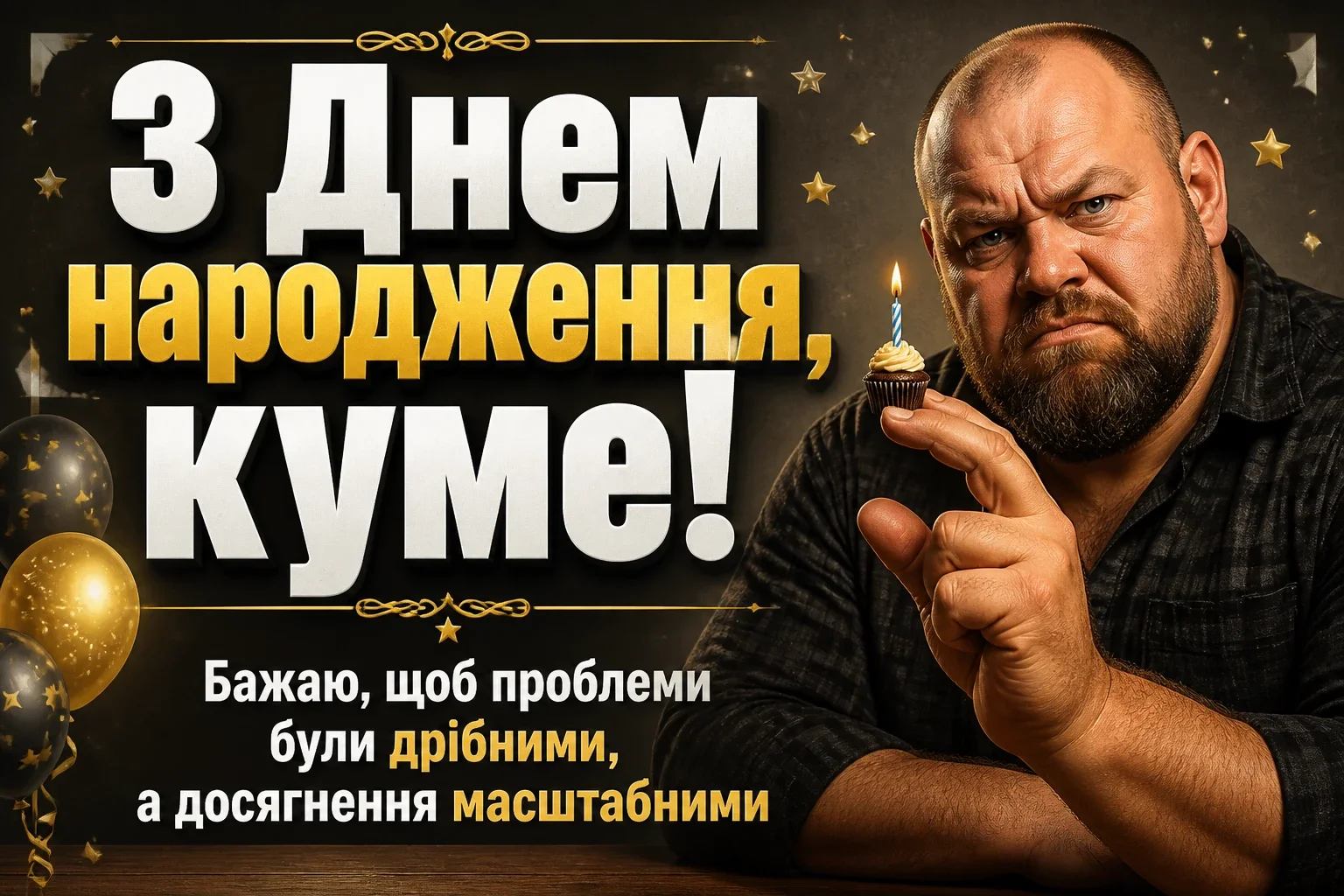 сучасне привітання кум з днем народження кумець