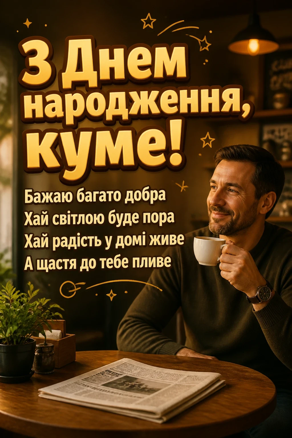 сучасне привітання кум з днем народження кумець