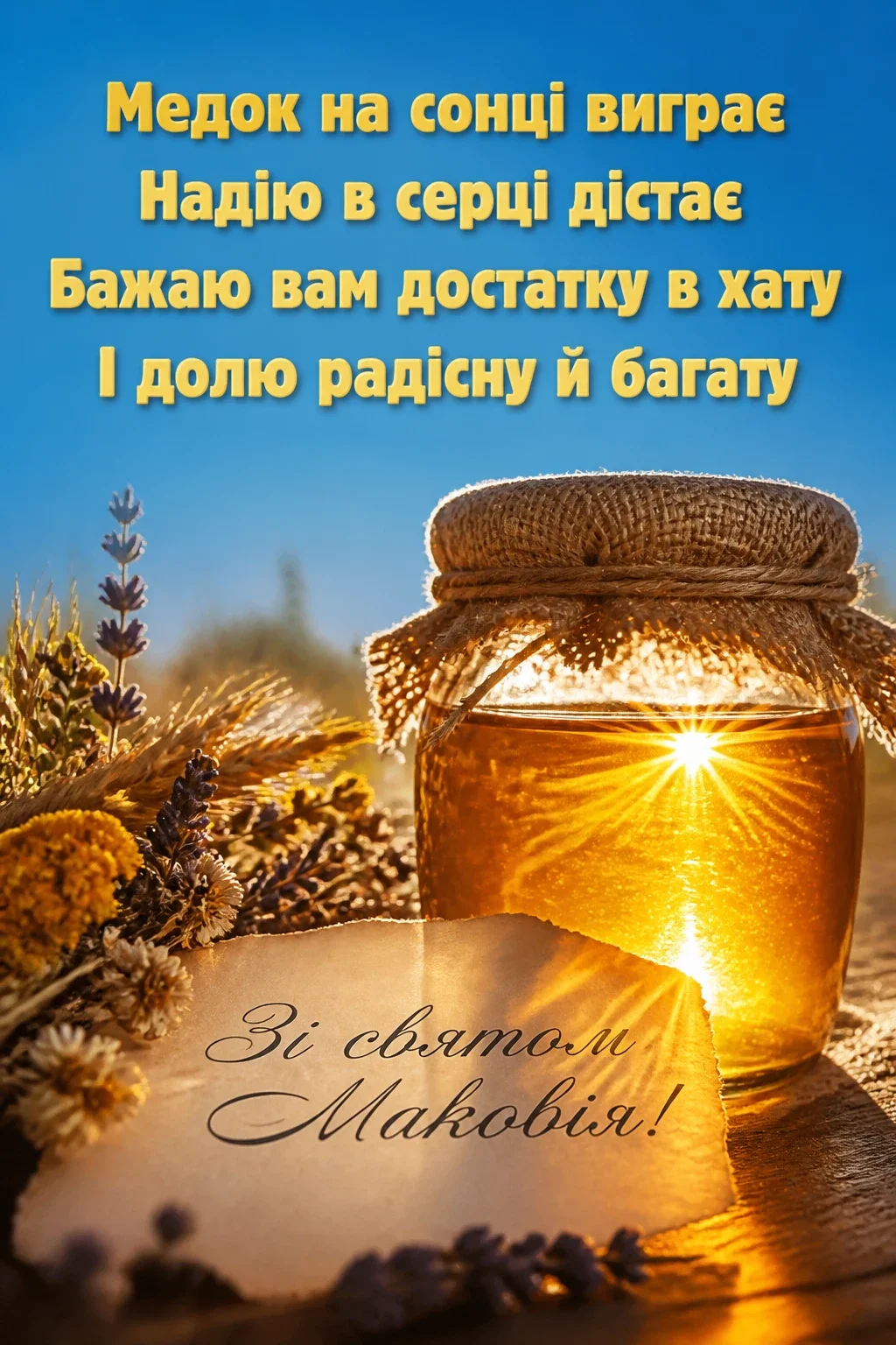 привітання з медовим спасом на українській мові